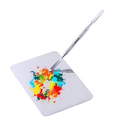 Artist Makeup Spatula 13X12X1 Small Stainless Steel Makeup Set Rectangular Mixing Plate Tool with Spatula