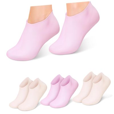 IWOWHERO 4pairs Silicone Socks for Women Moisturizing Spa Socks Foot Care Liner