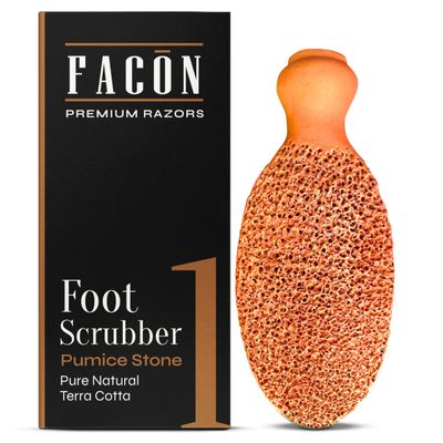 Facn Pumice Stone for Feet Callus Remover - Terra-Cotta Foot Scrubber with 2 Sides, 100% Pure Natural Foot Pumice Stone, Pedicure Pumice Stone Scrubber, Foot Exfoliator, Removes Calluses & Dead Skin