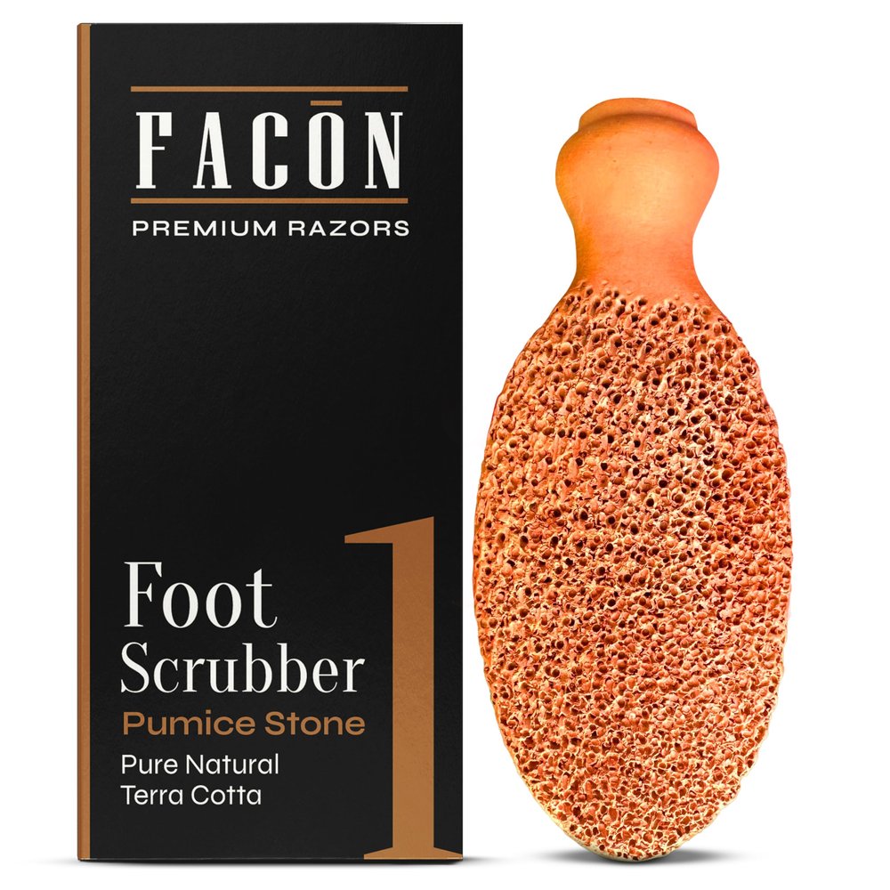 Facn Pumice Stone for Feet Callus Remover - Terra-Cotta Foot Scrubber with 2 Sides, 100% Pure Natural Foot Pumice Stone, Pedicure Pumice Stone Scrubber, Foot Exfoliator, Removes Calluses & Dead Skin