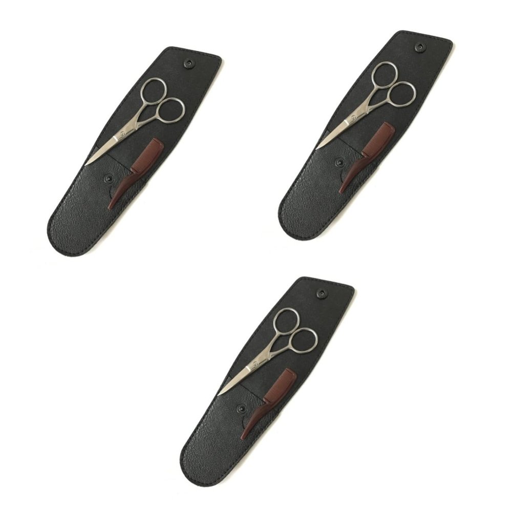 NOLITOY 3 Sets Men's Eyebrow Trimmer Scissors Beard Scissors Stainless Steel Shear Hair Cutting Tool Grooming Kit