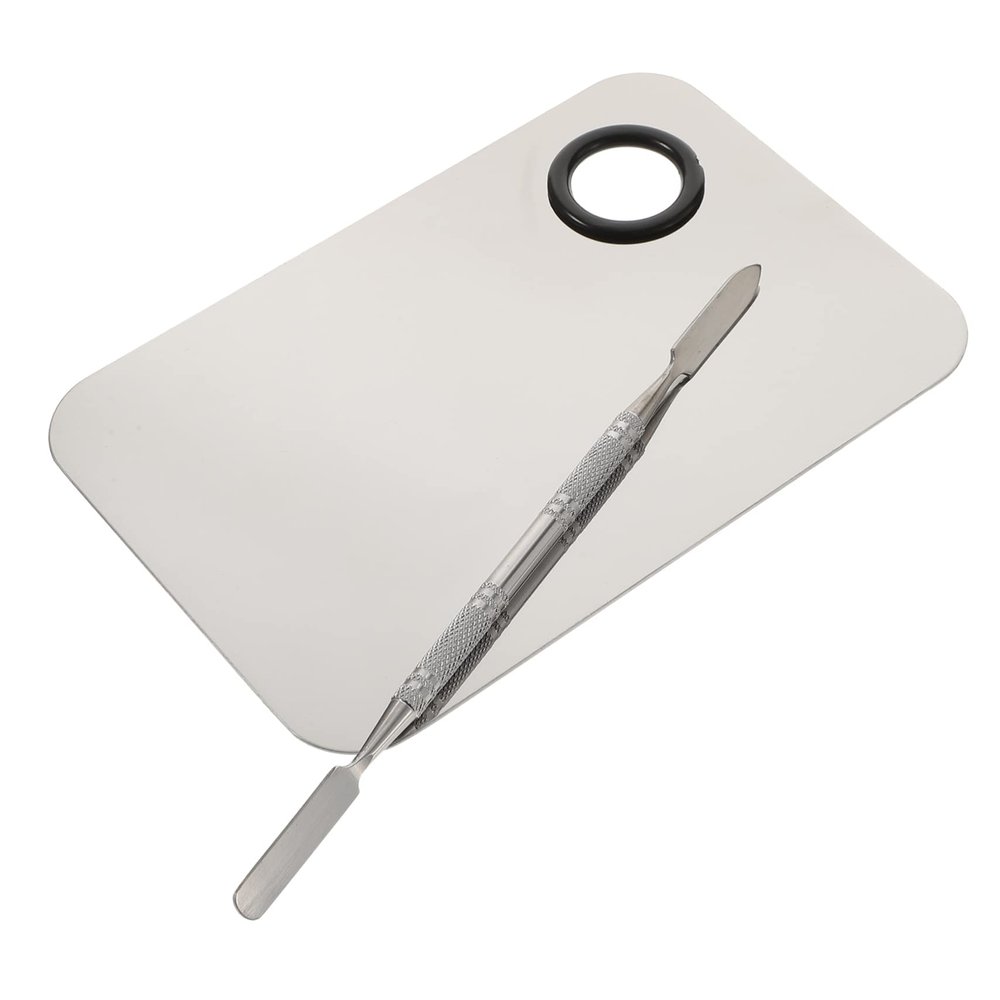 Didiseaon Stainless Steel Makeup Mixing Palette Set Blending Spatula Reusable Cosmetic Tool for Blending Foundation Lip Colors Eyeshadow Easy to Clean