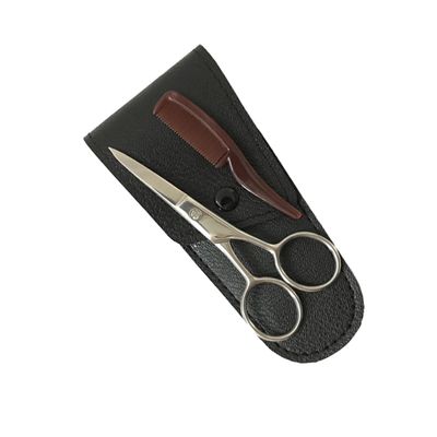 IWOWHERO Stainless Steel Beard and Eyebrow Trimmer Scissors Set for Men Precision Cutting Shears with Comb Portable Grooming Kit for Mustache and Facial Hair Care