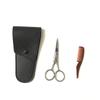 IWOWHERO Stainless Steel Beard and Eyebrow Trimmer Scissors Set for Men Precision Cutting Shears with Comb Portable Grooming Kit for Mustache and Facial Hair Care view 3