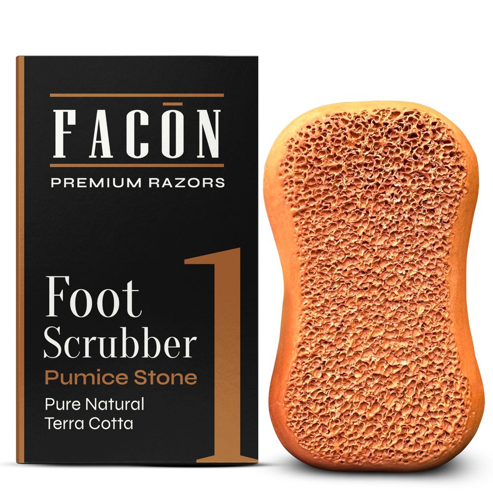 Facn Pumice Stone for Feet Callus Remover - Terra-Cotta Foot Scrubber with 2 Sides, 100% Pure Natural Foot Pumice Stone, Pedicure Pumice Stone Scrubber, Foot Exfoliator, Removes Calluses & Dead Skin