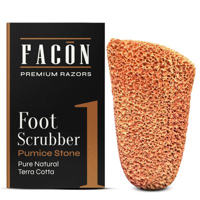 Facn Pumice Stone for Feet Callus Remover - Terra-Cotta Foot Scrubber with 2 Sides, 100% Pure Natural Foot Pumice Stone, Pedicure Pumice Stone Scrubber, Foot Exfoliator, Removes Calluses & Dead Skin