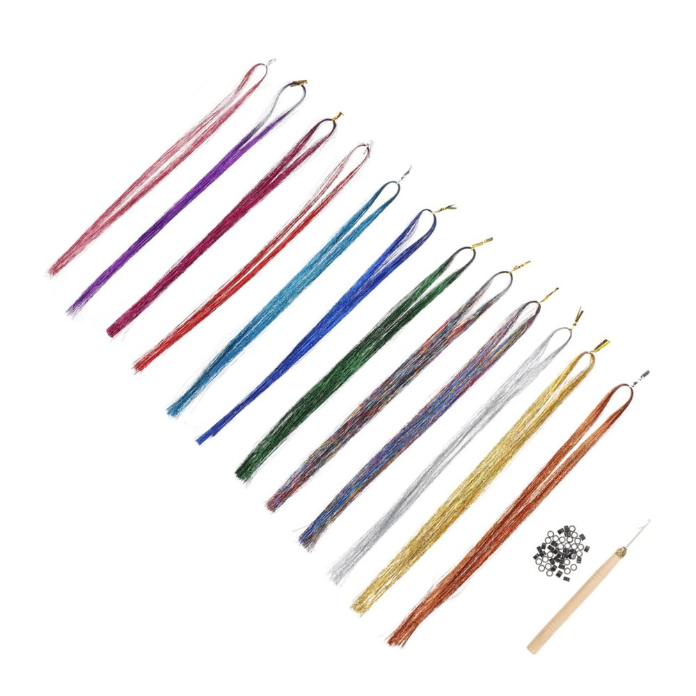 Baluue Hair Tinsels for Women Girls Boys and Girls Braiding Hair Accessories Tool Tinsel Braiding Kit