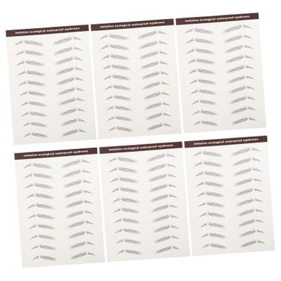 Baluue 6pcs Hair-like Eyebrow Stickers False Eyebrows Cosmetics Imitation Brow Sticker Fake Brows Filler for Makeup Beauty Bloggers