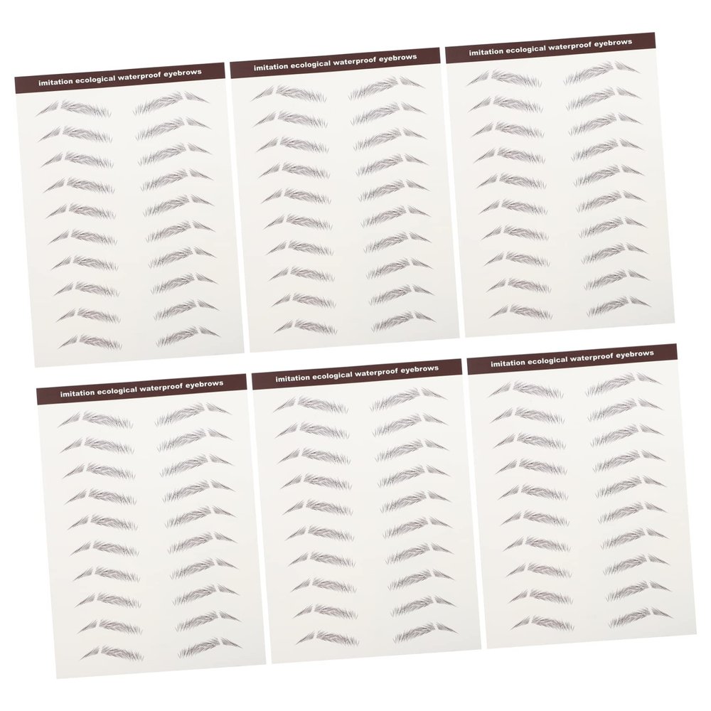Baluue 6pcs Hair-like Eyebrow Stickers False Eyebrows Cosmetics Imitation Brow Sticker Fake Brows Filler for Makeup Beauty Bloggers