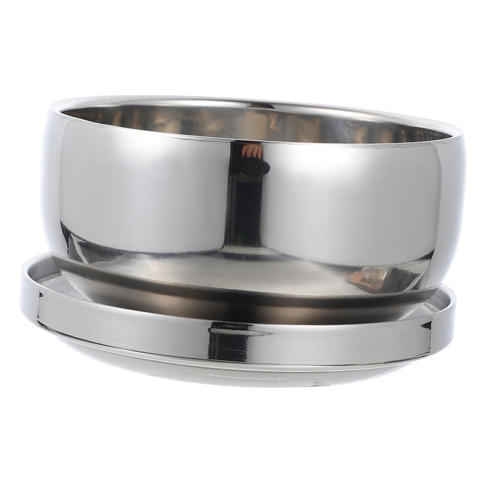 NOLITOY Sturdy Shaving Soap Bowl with Lid Durable Stainless Steel Container for Men and Rustproof Shaving Tool for Home and Salon Use Capacity Design for Efficient Foam Generation
