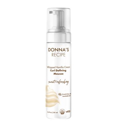 Donna's Recipe by Tabitha Brown | Curl Defining Mousse Whipped Vanilla Cream  Lightweight, Soft Hold, Frizz-Free Gloss  8.5 fl oz