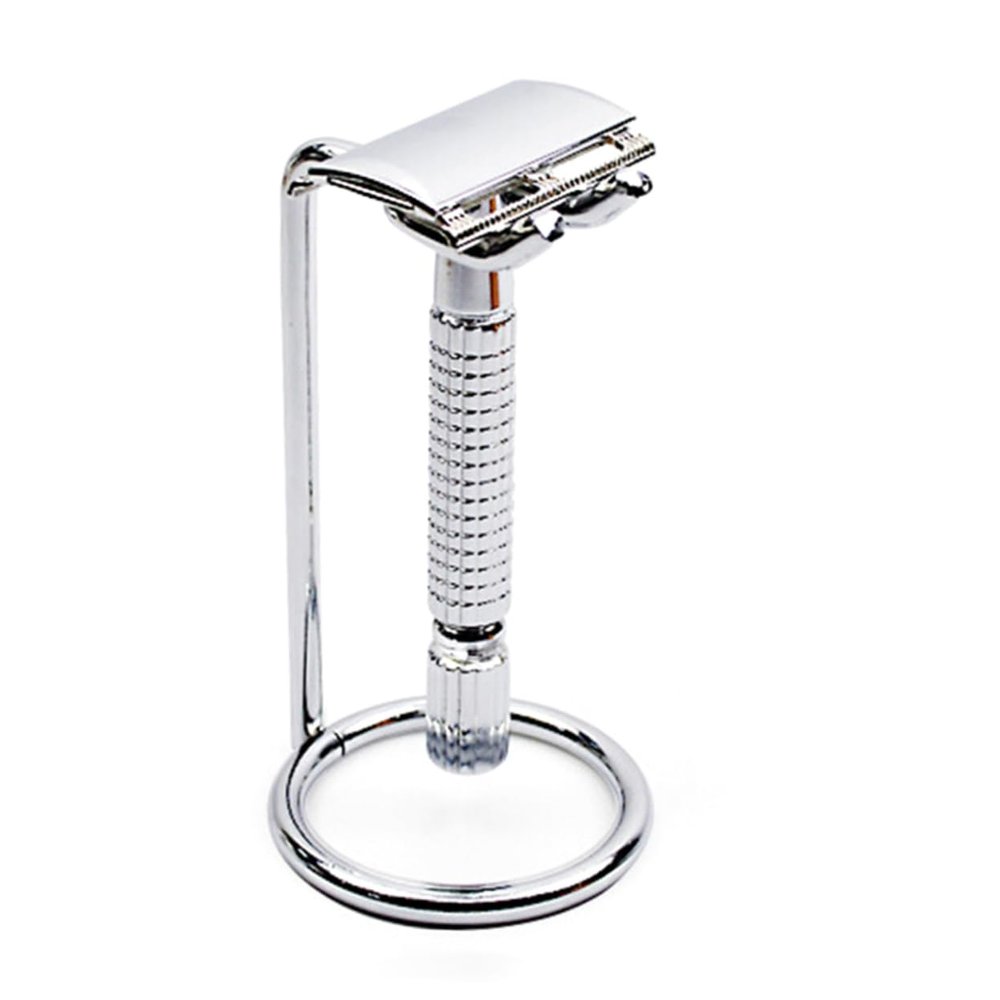 NOLITOY Double Shaving Razor Stand for Safety Razor and Brush Heavy-duty Metal Holder with Random Pattern Facilitates Air Drying Fits Models