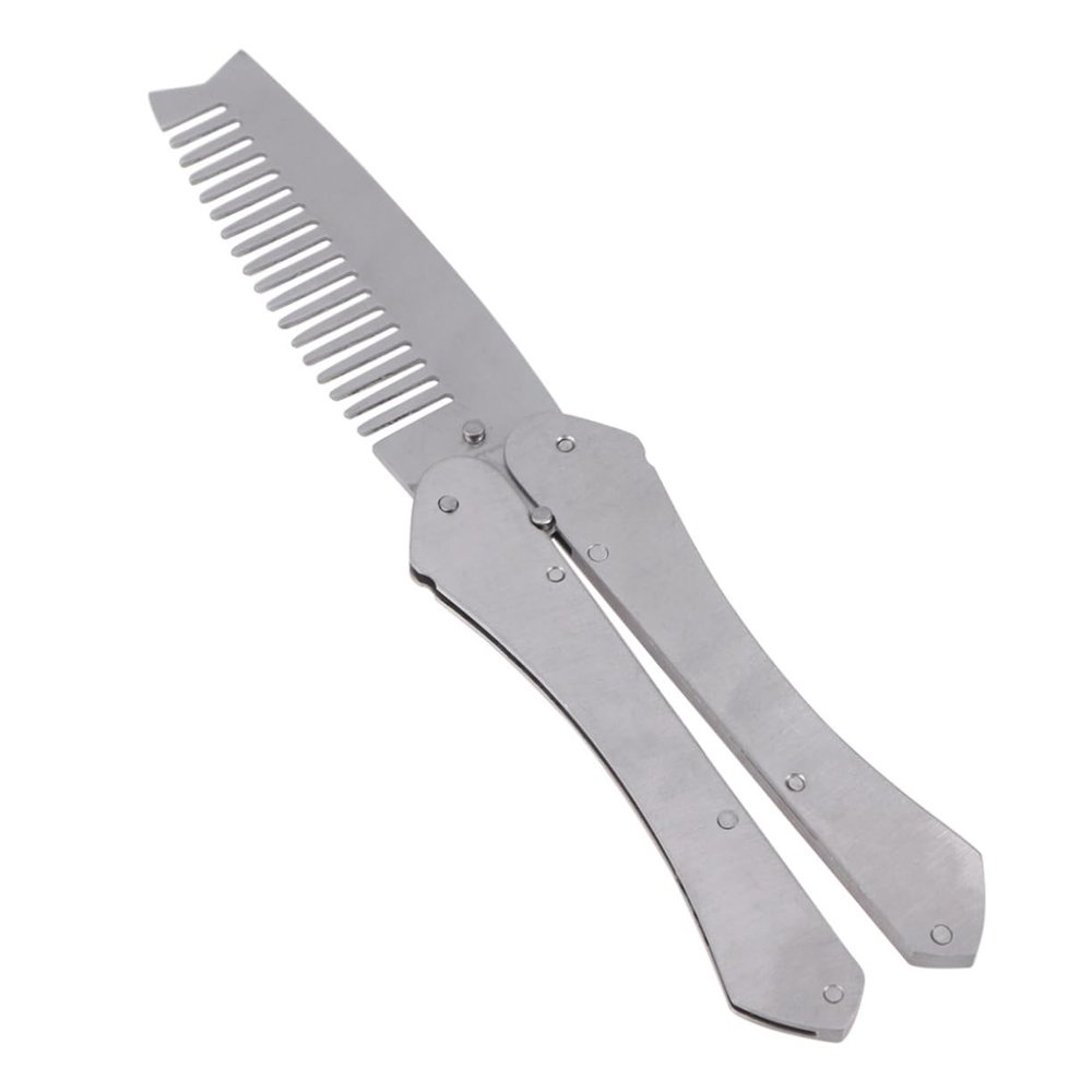 TOVINANNA Men's Folding Beard Comb Anti-static Stainless Steel Mustache Tool for Home and Salon Lightweight Portable Smooth Teeth for Easy Grooming and Shaping