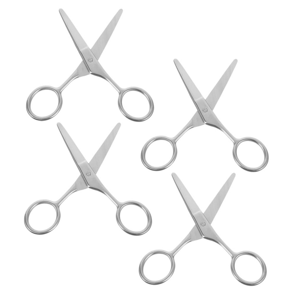 FOMIYES 4pcs Round Tip Small Stainless Steel Eyebrow Grooming Scissors for Safe Trimming Multi-functional Beauty Scissors for Eyebrows Nose Hair and Beard Care