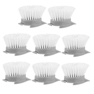 Didiseaon 8pcs Long Handle Kitchen Brush Heads Replacement Set for Easy Cleaning and Detachable Design for Dishwashing and Household Use Gray