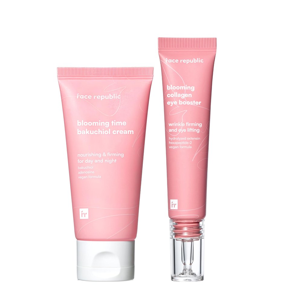 Face Republic Night Wrinkle Care - Blooming Time Bakuchiol Cream & Blooming Collagen Eye Booster