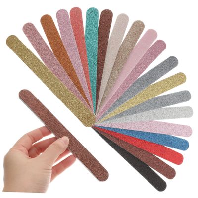 MERRYHAPY 20pcs Glitter Nail File Boards for Natural Nails Strong Abrasion Resistance Manicure Tools for Women Girls Easy Shaping Trimming Random Colors