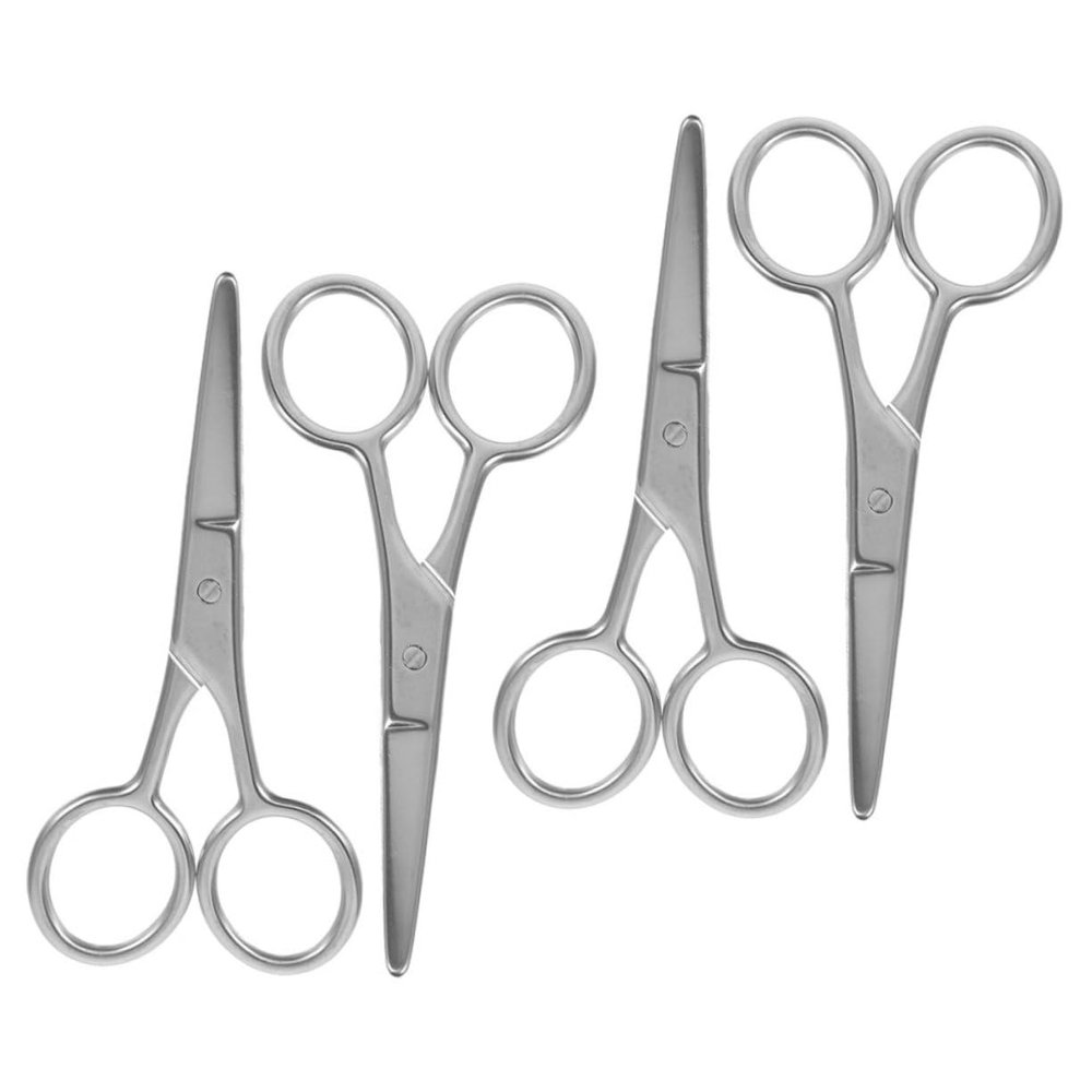Didiseaon 4pcs Stainless Steel Eyebrow Scissors Round Tips for Safe Trimming of Nose Hair Eyebrows and Beards Precision Grooming Scissors for Men and Women