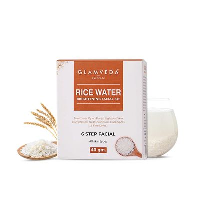Rice Water Brightening Facial Kit | 6 Steps Facial Kit | 40 gm | Evens skin tone & Skin lightening Facial Kit
