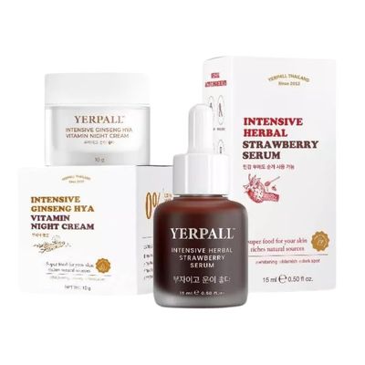 YerpallIntensive Ginseng Hya Vitamin Night Cream 10g.+Intensive Strawberry Serum 15g.Set 2Pcs.
