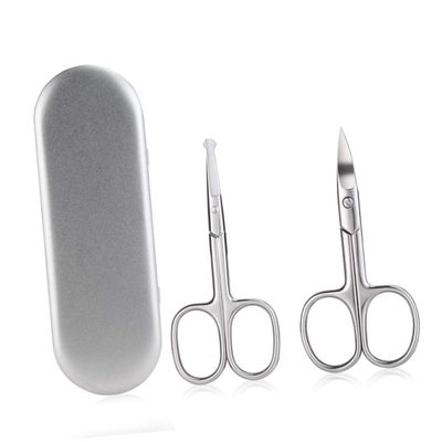 Didiseaon 2pcs Stainless Steel Scissors Set Nose Hair Trimmer Eyebrow Scissor Vibrissa Scissor Safe for Facial Hair Home Use