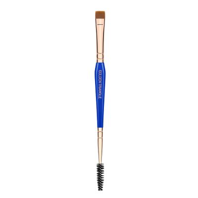 Bdellium Tools Professional Makeup Brush - Golden Triangle 724 Double-ended Flat Definer/Spoolie - With All-Vegan Synthetic Fibers, For Grooming and Defining Lashes and Brows (Blue, 1pc)