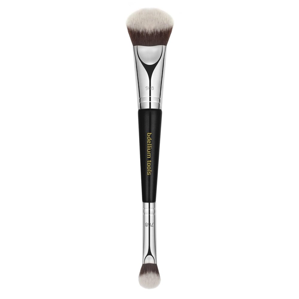 Bdellium Tools Professional Makeup Brush - Maestro Series 969 Double-ended BDHD Phase II/Phase III - With All-Vegan Synthetic Fibers, For Versatile Application and Blending (Black, 1pc)