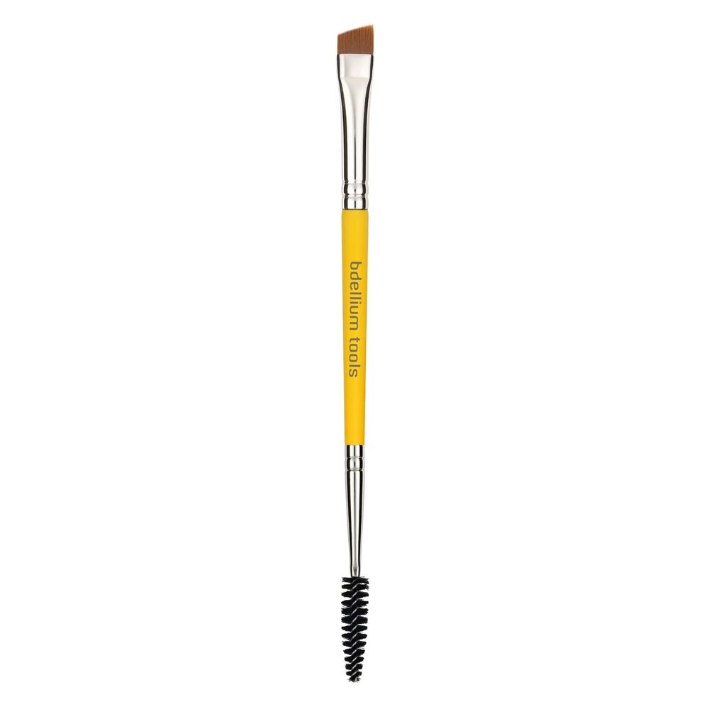 Bdellium Tools Professional Makeup Brush - Studio Series 736 Double-ended Angled Definer/Spoolie - With All-Vegan Synthetic Fibers, For Polished, Well-groomed Lashes and Brows (Yellow, 1pc)