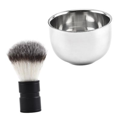 NOLITOY 2pcs Men Hair Shaving Tool Stainless Steel Shaving Kit Brush Mug Beard Shaper Easy to Clean