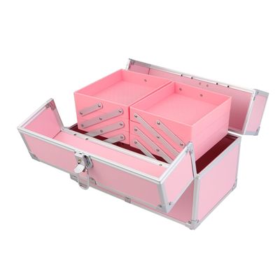 Baluue Handheld Cosmetics Box Durable Makeup Train Case Organizer for Travel Chic with Shoulder Strap Capacity for Beauty Essentials