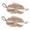 Baluue 2pcs Exfoliating Bath Balls Long Shape Shower Sponge Deep Cleansing Body Scrubber for Home Use Quick-Drying Space-Saving Design Soft Supple Material Khaki White Stripes view 1