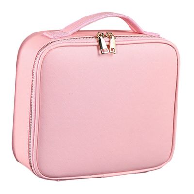 Baluue Adjustable Makeup Bag Travel Cosmetics Case with Hand Strap Pu Leather Organizer for Beauty Tools