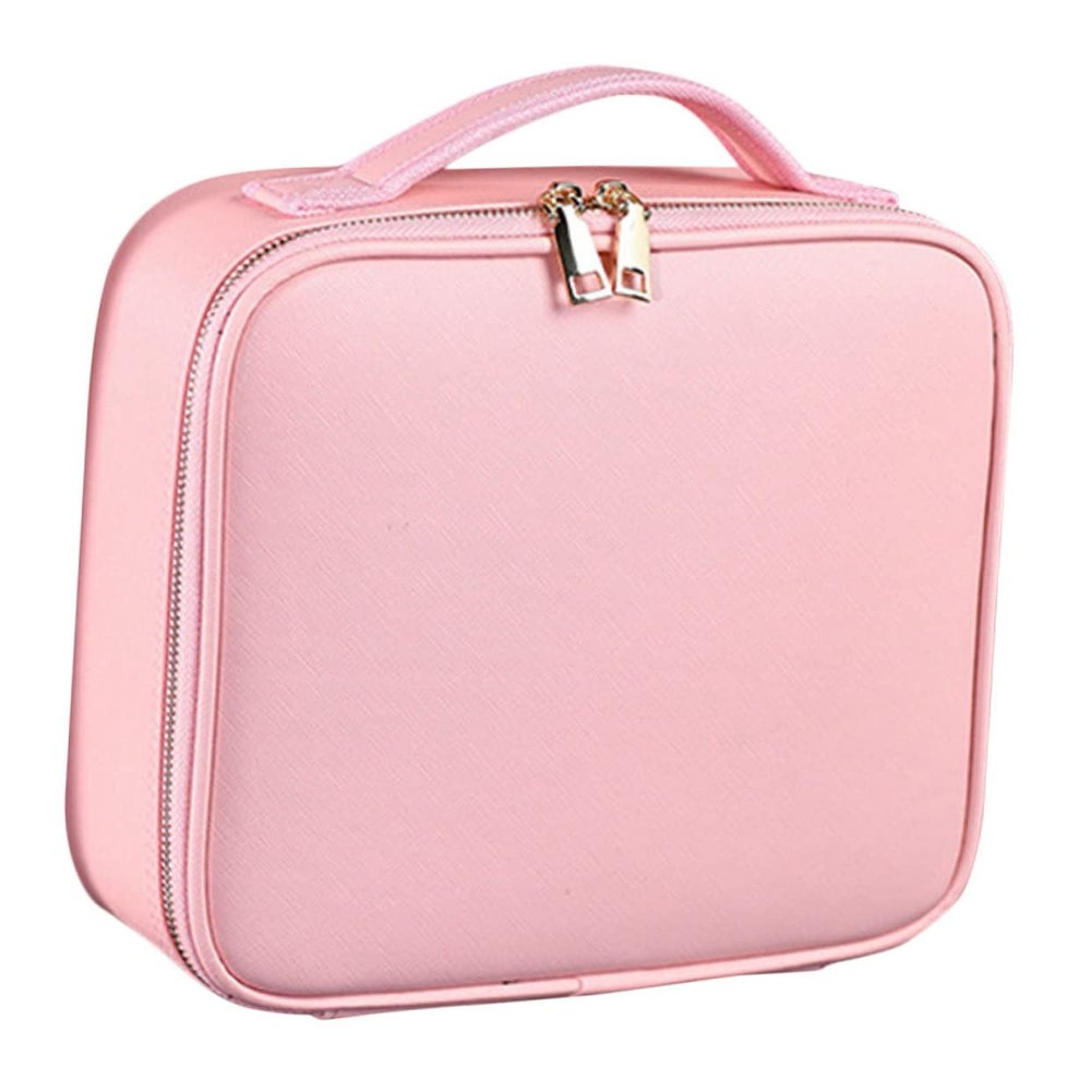 Baluue Adjustable Makeup Bag Travel Cosmetics Case with Hand Strap Pu Leather Organizer for Beauty Tools