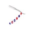 IWOWHERO Red Blue White Stripe Manual Beard Razor for Salon and Eyebrow Grooming Traditional Shaving Tool Without Blades Safe and Comfortable Design for Men view 1