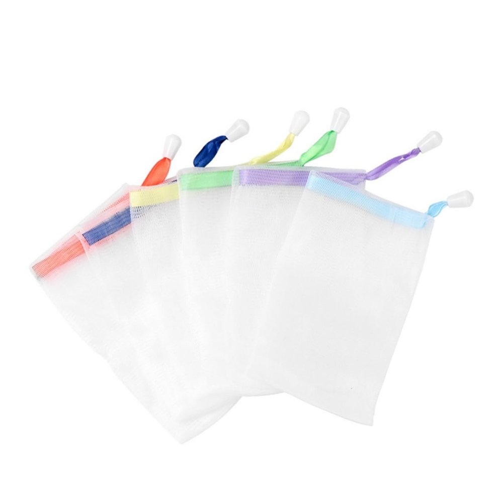 Baluue Net Soap Exfoliating Face Wash Handmade Soap Pouch Drawstring Round Buckle