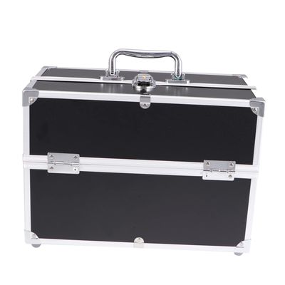 Baluue Handheld Makeup Train Case Organizer for Travel Portable Cosmetics Box Shoulder Strap and Material Black