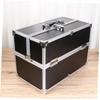 Baluue Handheld Makeup Train Case Organizer for Travel Portable Cosmetics Box Shoulder Strap and Material Black view 2
