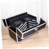 Baluue Handheld Makeup Train Case Organizer for Travel Portable Cosmetics Box Shoulder Strap and Material Black view 4