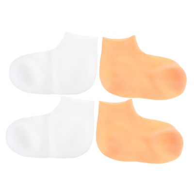 SKISUNO 2pairs Moisturizing Exfoliating Socks for Cracked Feet Reusable Spa Socks for Women Hydrating Elastic Foot Care Lotion White Skin Tone s