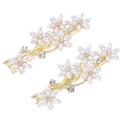TOVINANNA 2pcs Elegant Pearl Hair Pins Vintage Style Bridal Barrette Rhinestone Headdress for Little Girl Wedding Ceremony