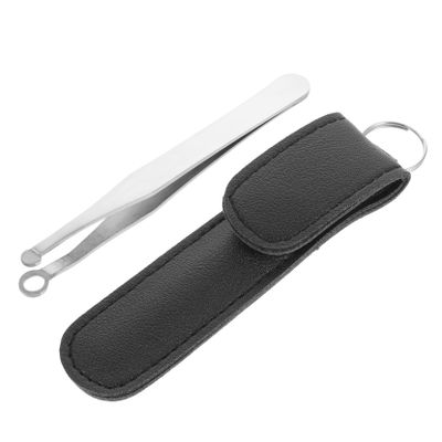 TOVINANNA Multi-Function Nasal Hair Trimming Tool with Round Head Design for Gentle Grooming Portable Stainless Steel Nose Hair Clip with Leather Case for Men and Women