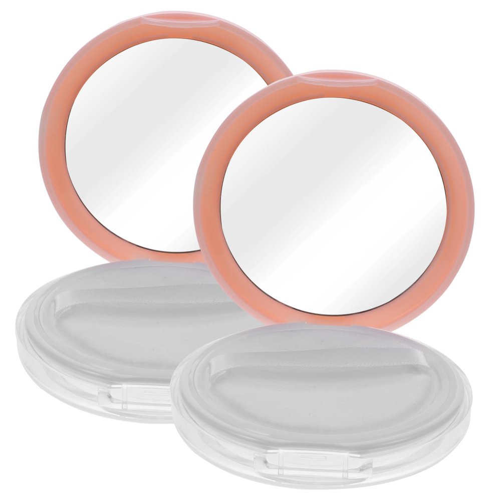 Outanaya 2pcs Portable Ultra Thin Loose Powder Case with Mirror and Puff Makeup Container for Women for Blush Glitter and Cosmetics Storage