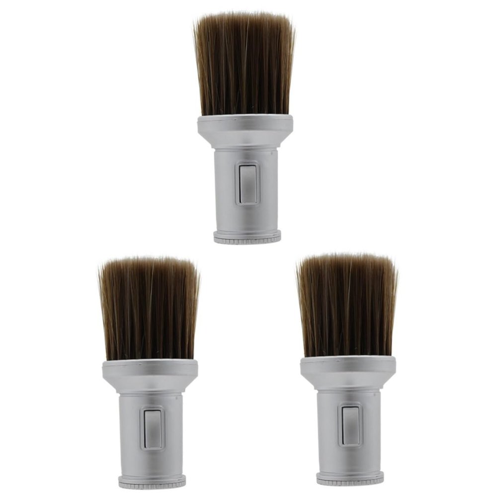 SOESFOUFU 3pcs Salon Hair Duster Brush for Hair Removal and Cleaning Hairdressing Tool for Barbers and Salons Silver Neck Duster Brush for Shaving and Cutting