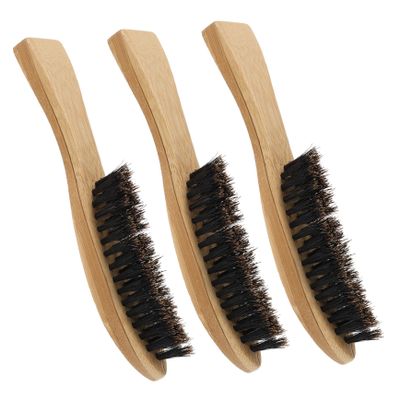 NOLITOY 3pcs Firm Boar Bristle Beard Brush for Men's Beard Mustache Random Style