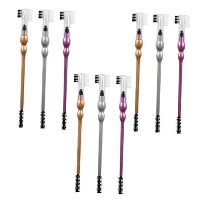 Baluue 9pcs Double Head Eyebrow and Eye Shadow Brush with Bendable Spiral Design Portable Makeup Tool for Eyebrows and Eyelashes for Travel and Everyday Use