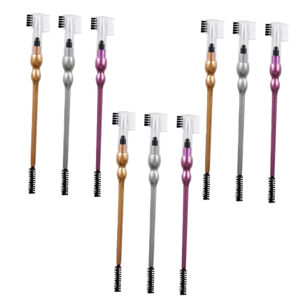 Baluue 9pcs Double Head Eyebrow and Eye Shadow Brush with Bendable Spiral Design Portable Makeup Tool for Eyebrows and Eyelashes for Travel and Everyday Use