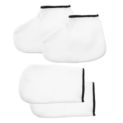 Outanaya 2pairs Paraffin Wax Gloves Feet Care Masks Moisturizing Hand Foot Exfoliating Gloves for for Dry and