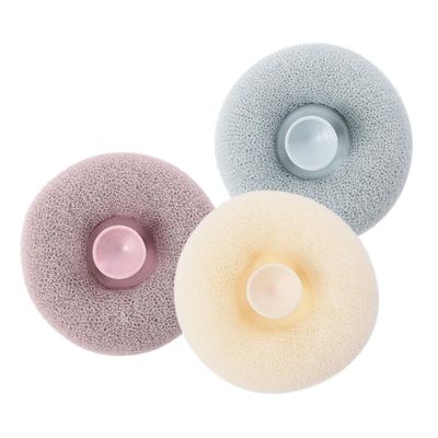 Didiseaon 3pcs Bath Shower Brushes Soft Exfoliating Body Wash Sponge Scrubbers for Gentle Skin Cleaning for Neck Arms and Legs Tea Flower Beige Light