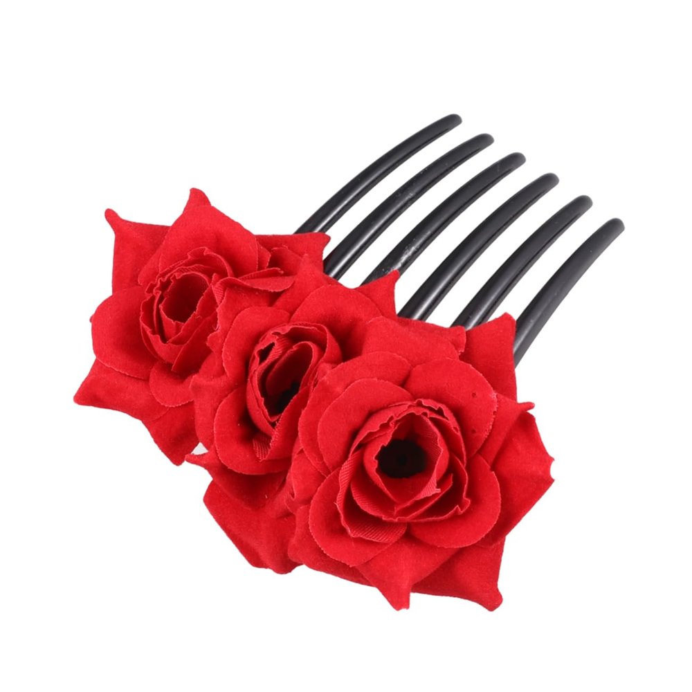 Baluue 1pc Elegant Rose Floral Hair Comb for Weddings Parties and Photography Flower Hair Accessory for Women and Girls Easy to Use Decorative Insertion Comb