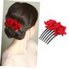 Baluue 1pc Elegant Rose Floral Hair Comb for Weddings Parties and Photography Flower Hair Accessory for Women and Girls Easy to Use Decorative Insertion Comb view 2